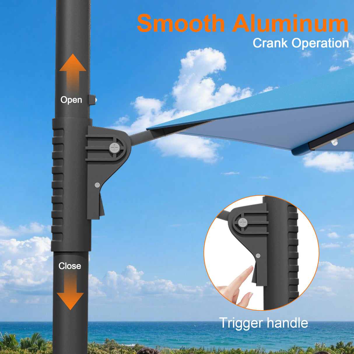 Patioslife Aegis 10ft Round Cantilever Patio Umbrella with solar LED lights | Premium Cover | Large Base