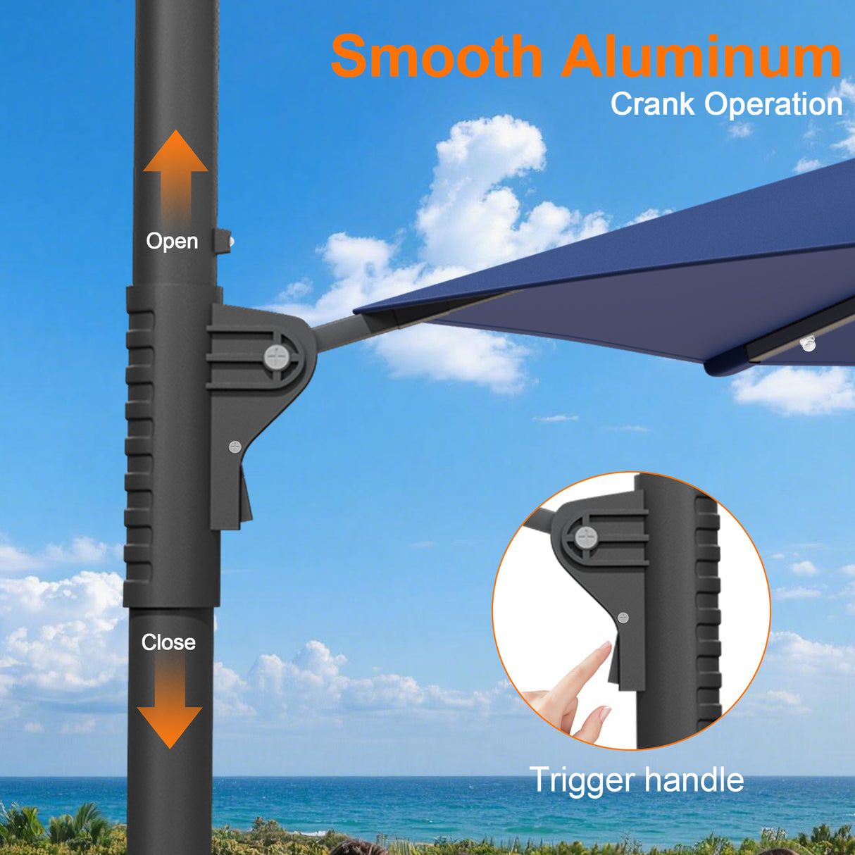 Patioslife Aegis 10ft Round Cantilever Patio Umbrella with solar LED lights | Premium Cover | Large Base