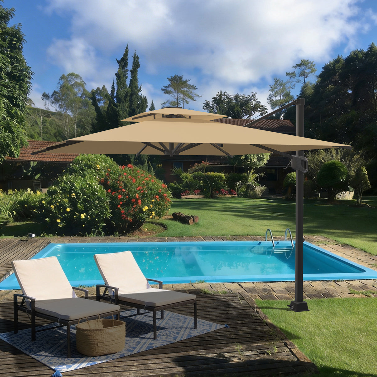 Patioslife Aegis Heavy Duty In-Ground Umbrella Base for Cantilever Parasols – 24-Inch Deep Dual-Coated Steel – Maximum Wind Resistance & Secure Concrete Ground Mount