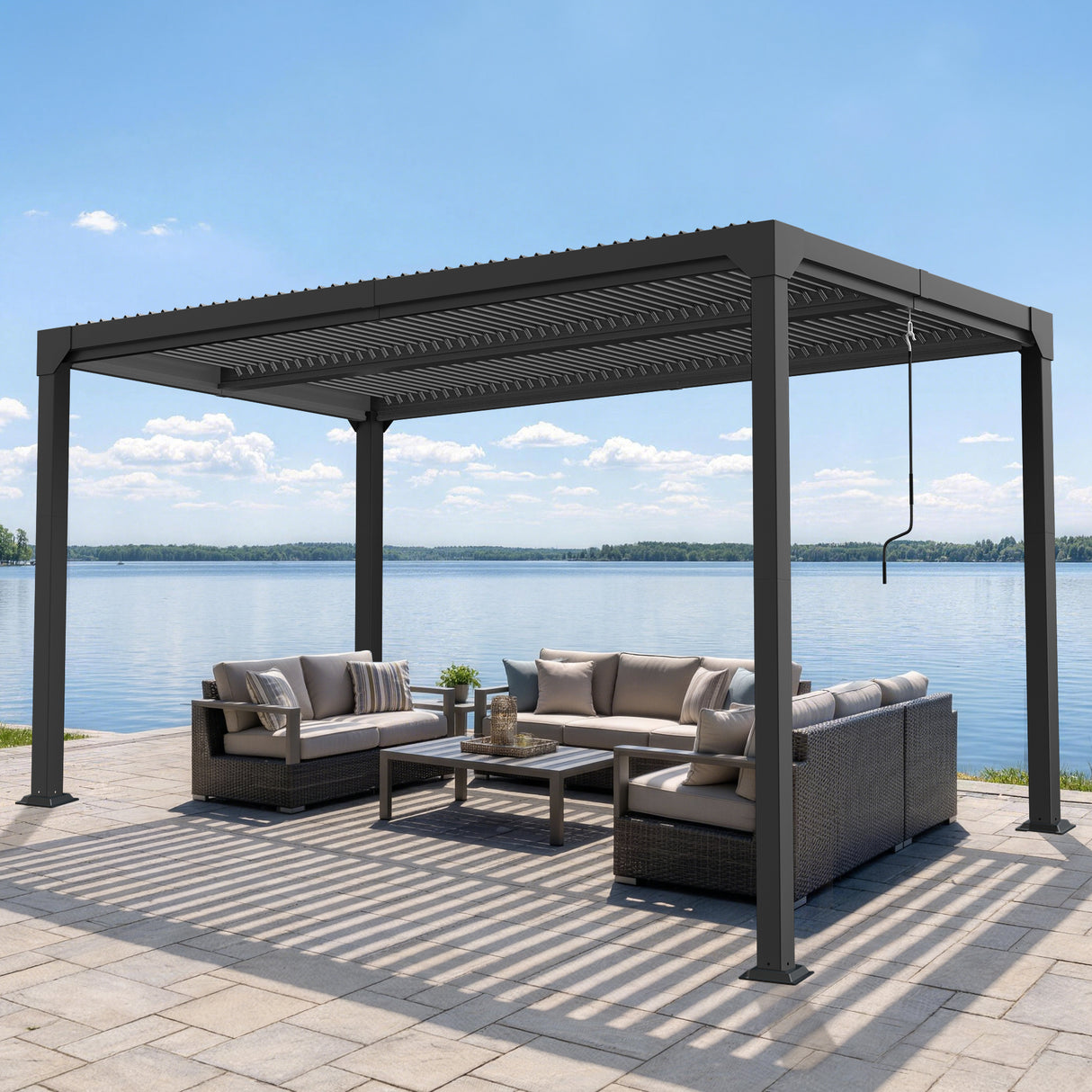 Patioslife Atlantic | Metal Louvered Pergola with Adjustable Roof, Freestanding All-Weather Shelter for Deck, Patio & Poolside