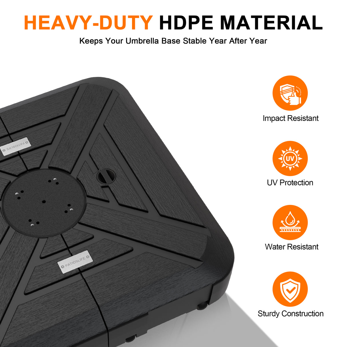 Patioslife™ Cantilever Umbrella Base 250–440lb, Heavy-Duty Outdoor Rolling Stand, Refillable HDPE Offset Weights with Wheels for Patio, Garden & Poolside Stability