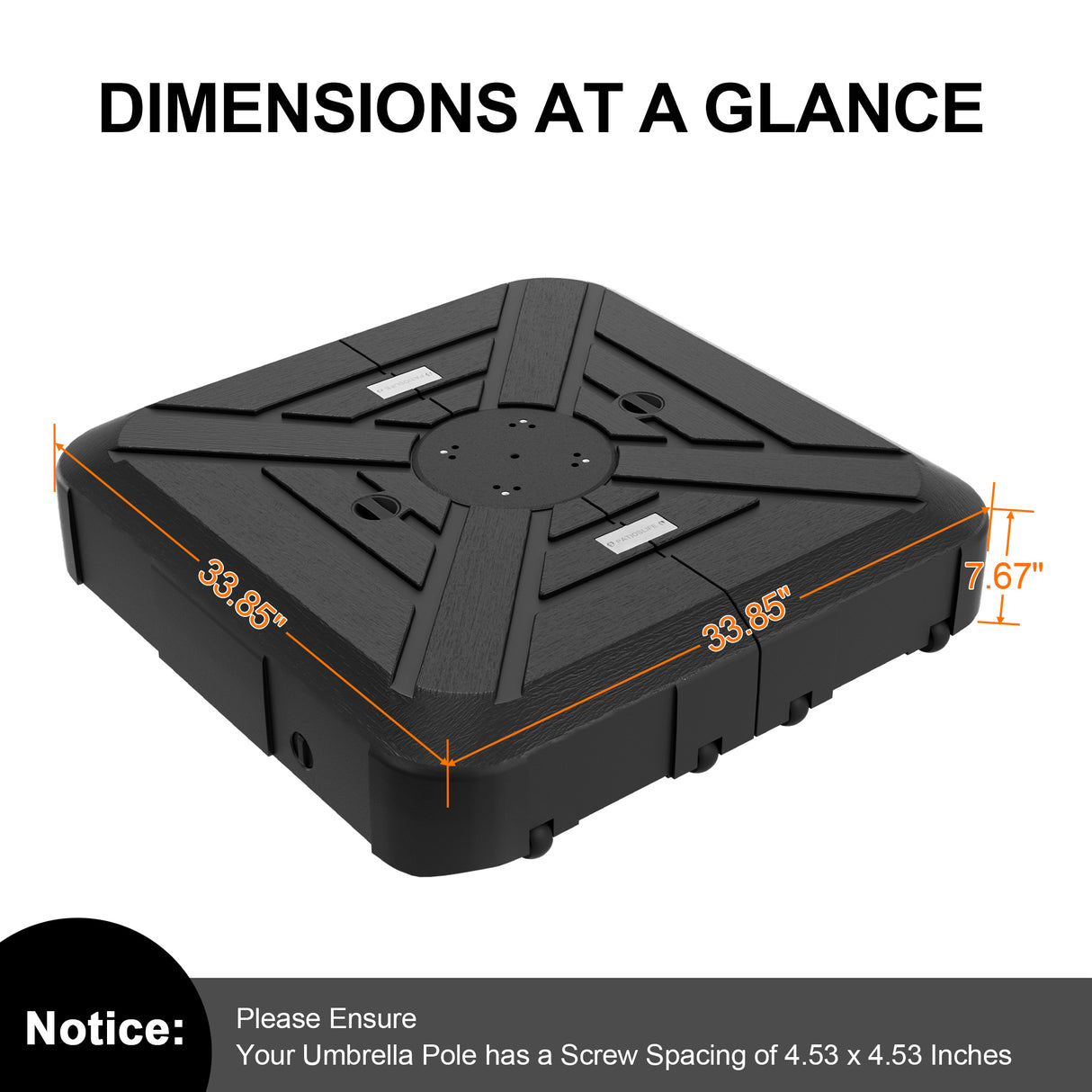 Patioslife™ Cantilever Umbrella Base 250–440lb, Heavy-Duty Outdoor Rolling Stand, Refillable HDPE Offset Weights with Wheels for Patio, Garden & Poolside Stability