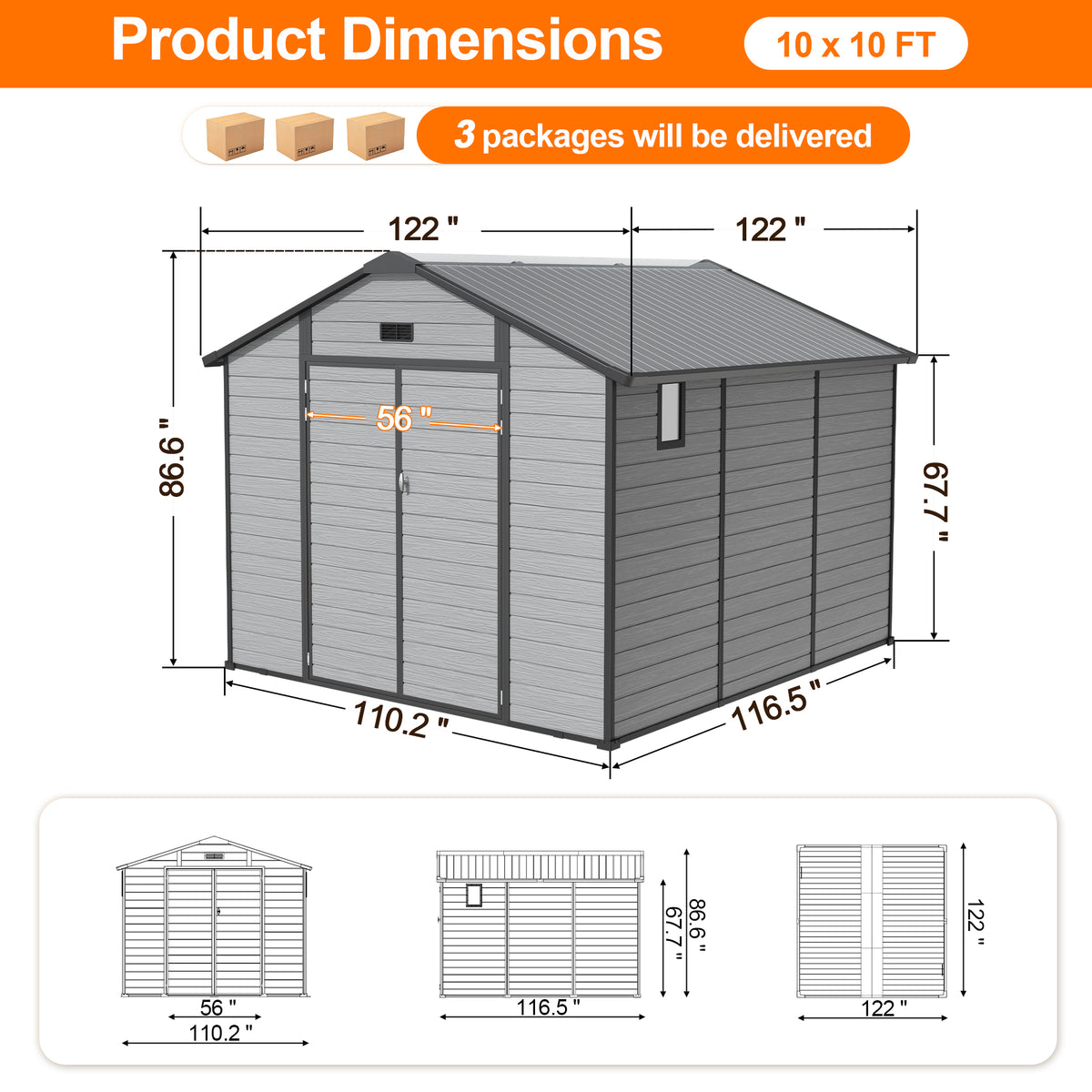 Patioslife YardVault Outdoor Storage Shed with Floor, All-Weather Resin Shed for Tools, Bikes & Lawn Equipment