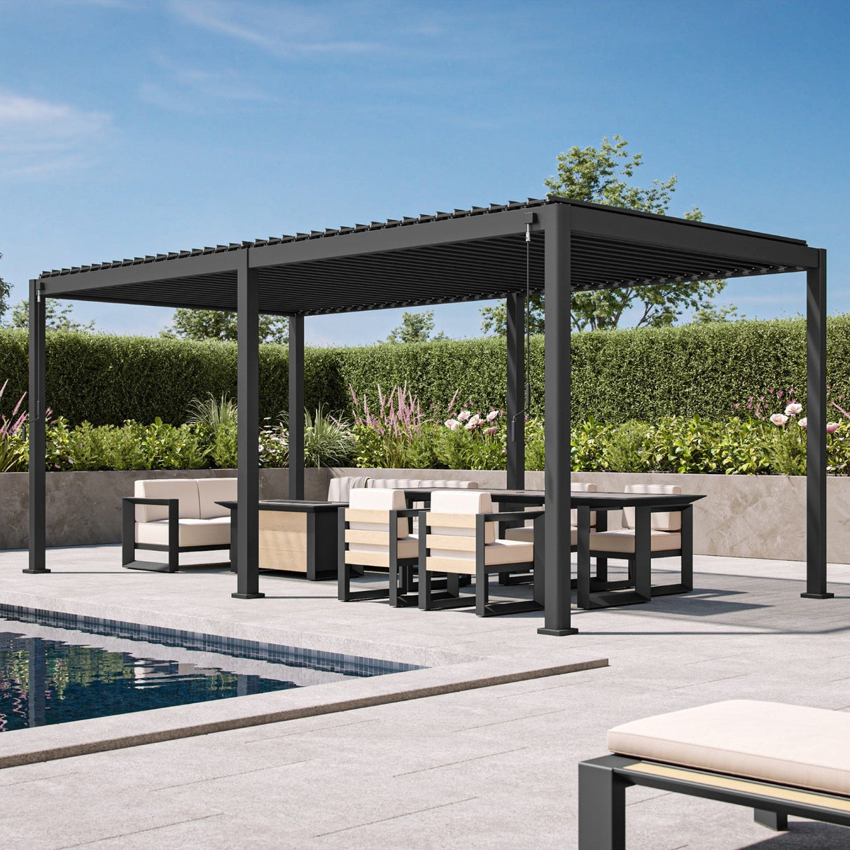 Patioslife Atlantic™ | Aluminium Louvered Pergola with Adjustable Roof, Freestanding All-Weather Shelter for Deck, Patio & Poolside