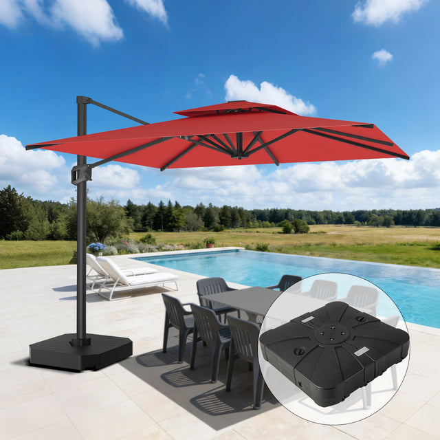 Patioslife Aegis Premium Cantilever Umbrella with Full-Rib LED Strip Lighting, Fibreglass Ribs and Powder-Coated Aluminium Pole for Luxury Garden & Patio Shade