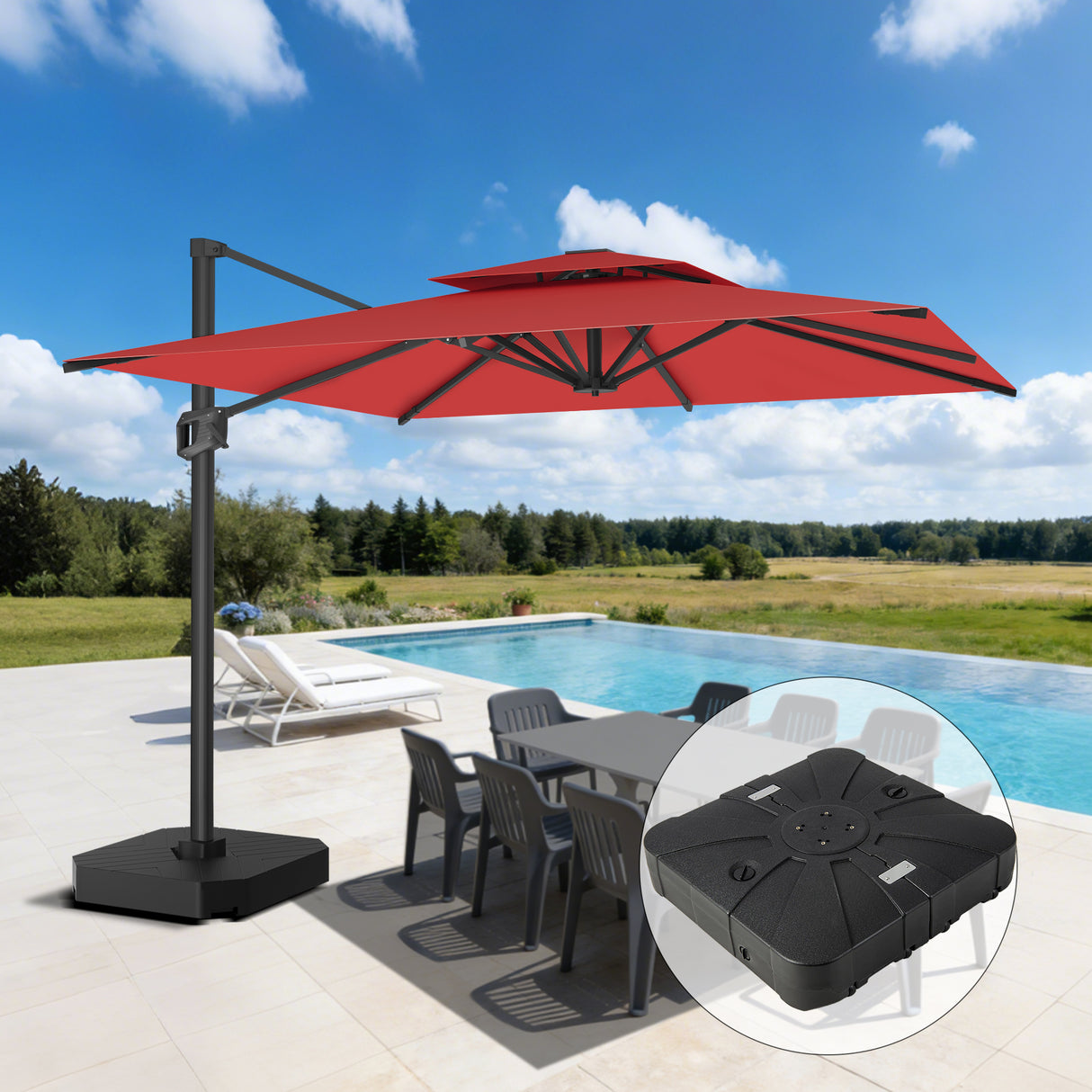 Patioslife Aegis Cantilever Umbrella with Reinforced Aluminum Ribs and Pole for Patios, Gardens & Decks