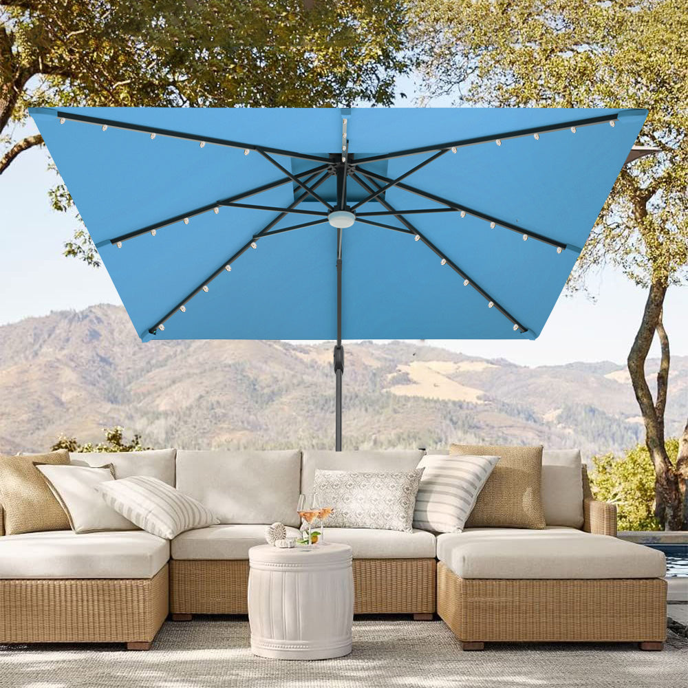 Patioslife Aegis Pro Cantilever Umbrella with LED Lights and Cover, Reinforced & Powder-Coated Aluminium Ribs and Pole — Perfect for Garden & Patio