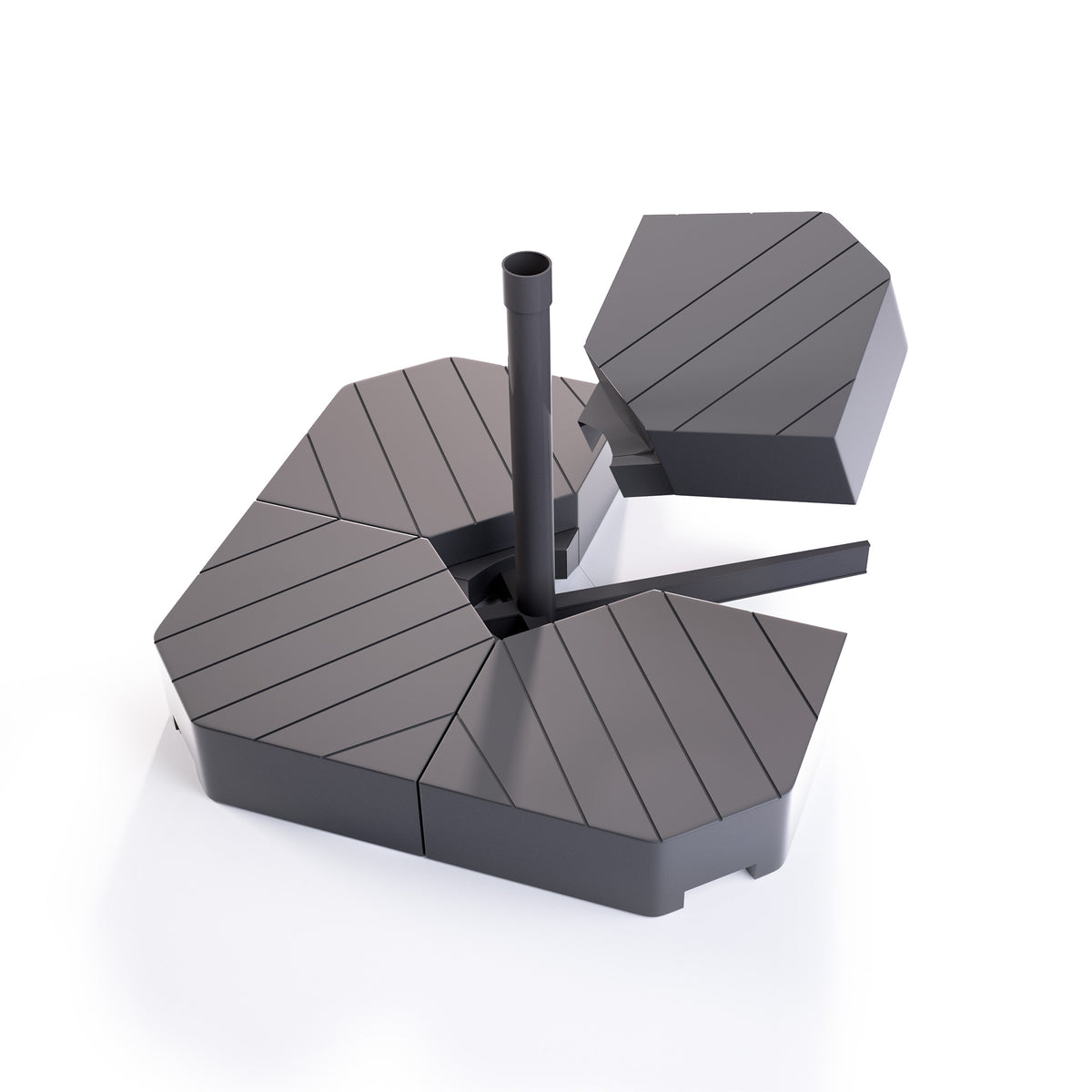 everhome patio umbrella base 220 lb 4-Piece Heavy Duty for Patio saving. Optimal Weight for Patio Umbrella