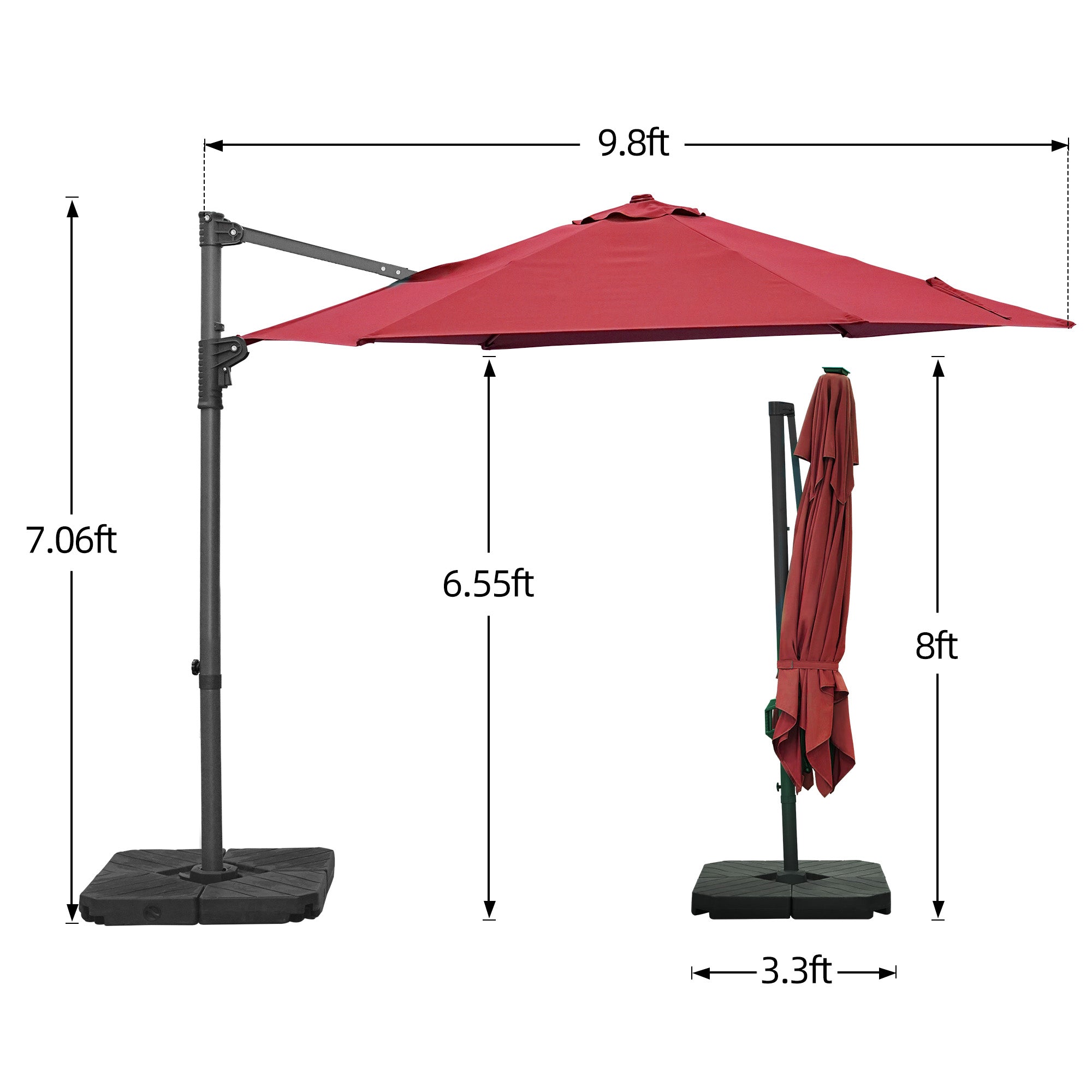 Patioslife Aegis Pro™ 10ft Round Cantilever Patio Umbrella with solar LED lights and Cover