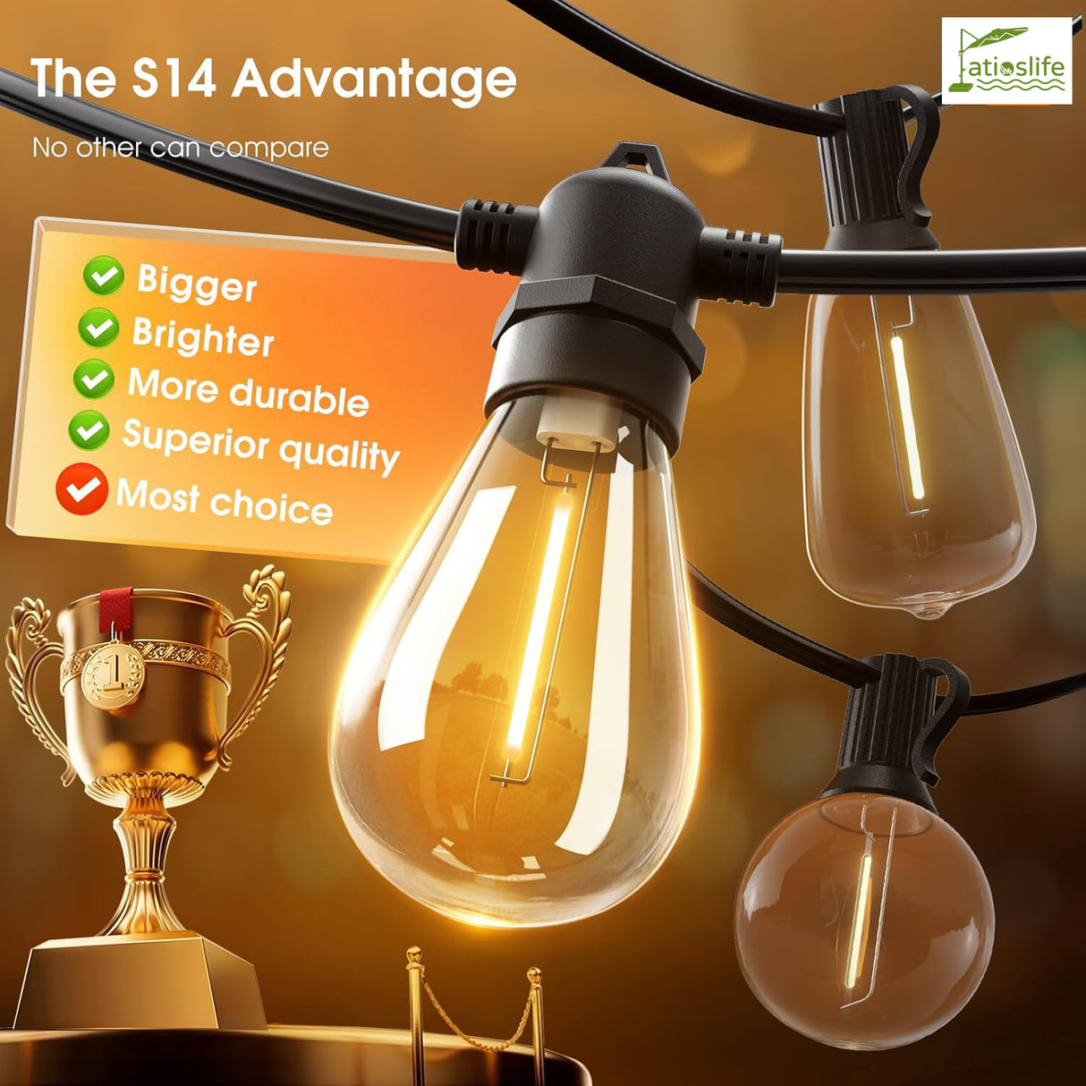 Patioslife Patio Umbrella & Gazebo Lights Control Battery Operated Parasol Ambient Lighting for Backyard Pool and Beach Umbrella Décor