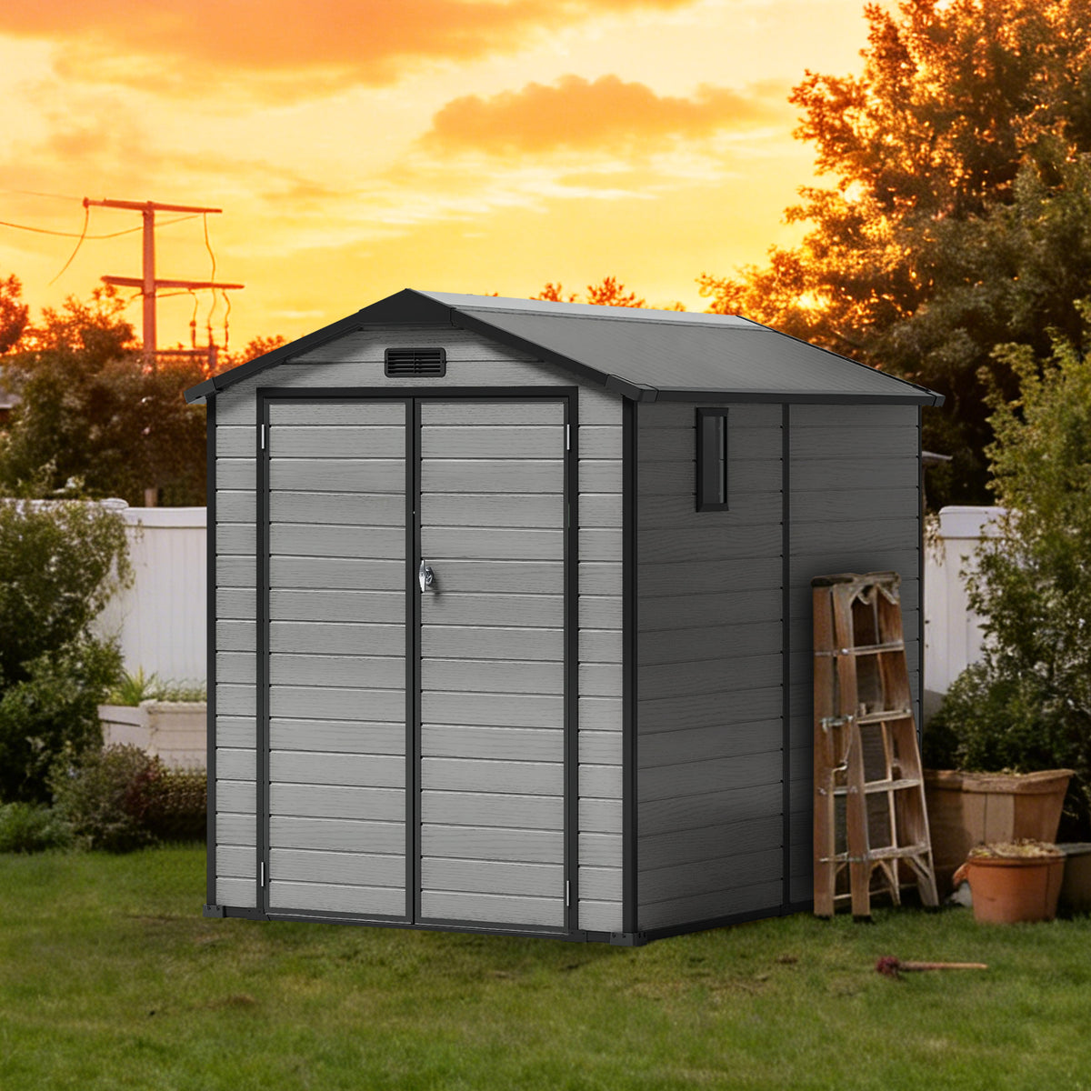 Patioslife YardVault Outdoor Storage Shed with Floor, All-Weather Resin Shed for Tools, Bikes & Lawn Equipment
