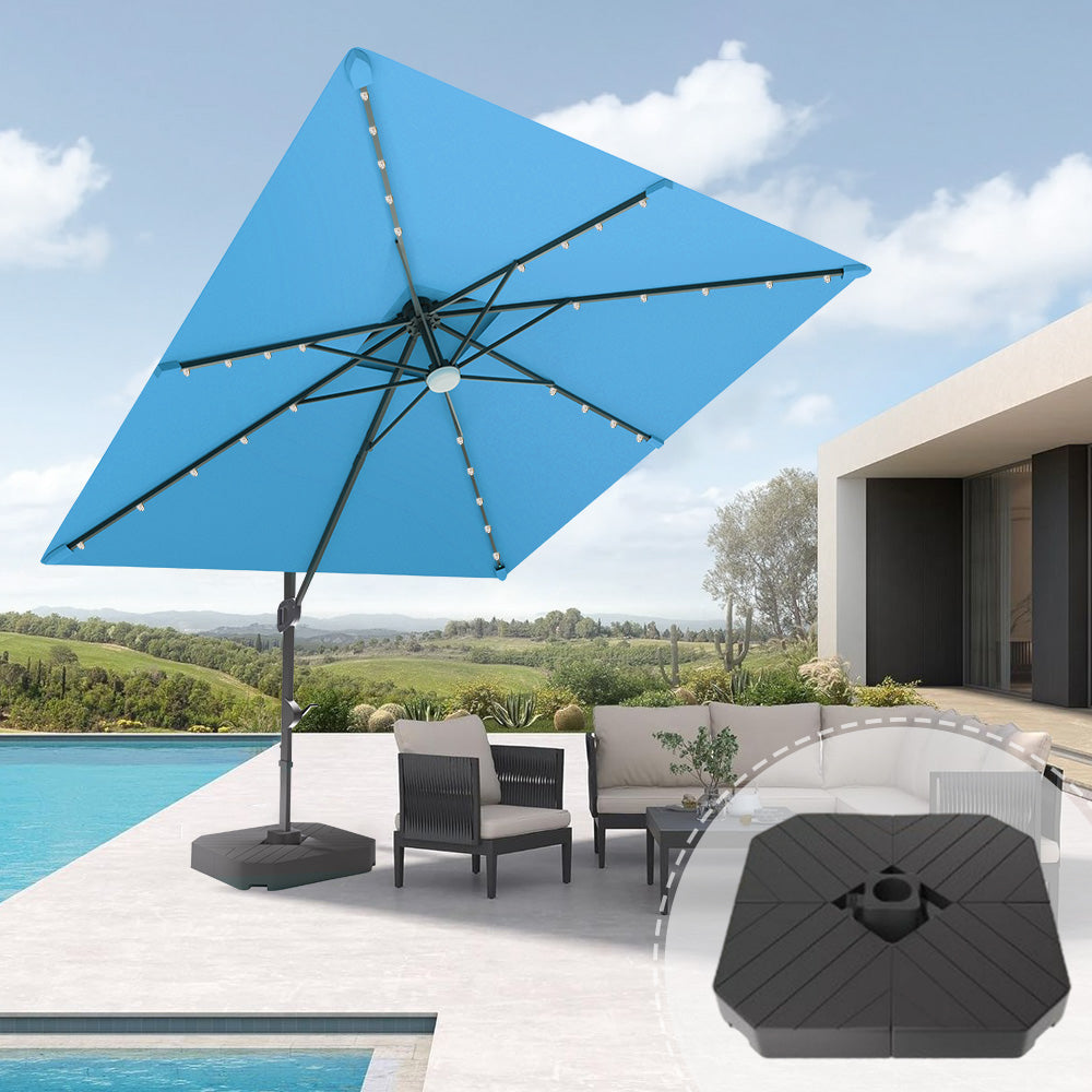 Patioslife Aegis Pro Cantilever Umbrella with LED Lights and Cover, Reinforced & Powder-Coated Aluminium Ribs and Pole — Perfect for Garden & Patio