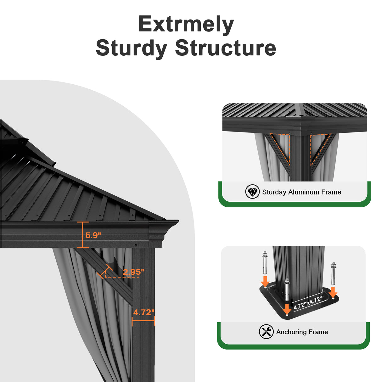 Patioslife All-Weather Aluminum Carport – Steel Roof Canopy for Cars, Motorcycles, RVs & Boats