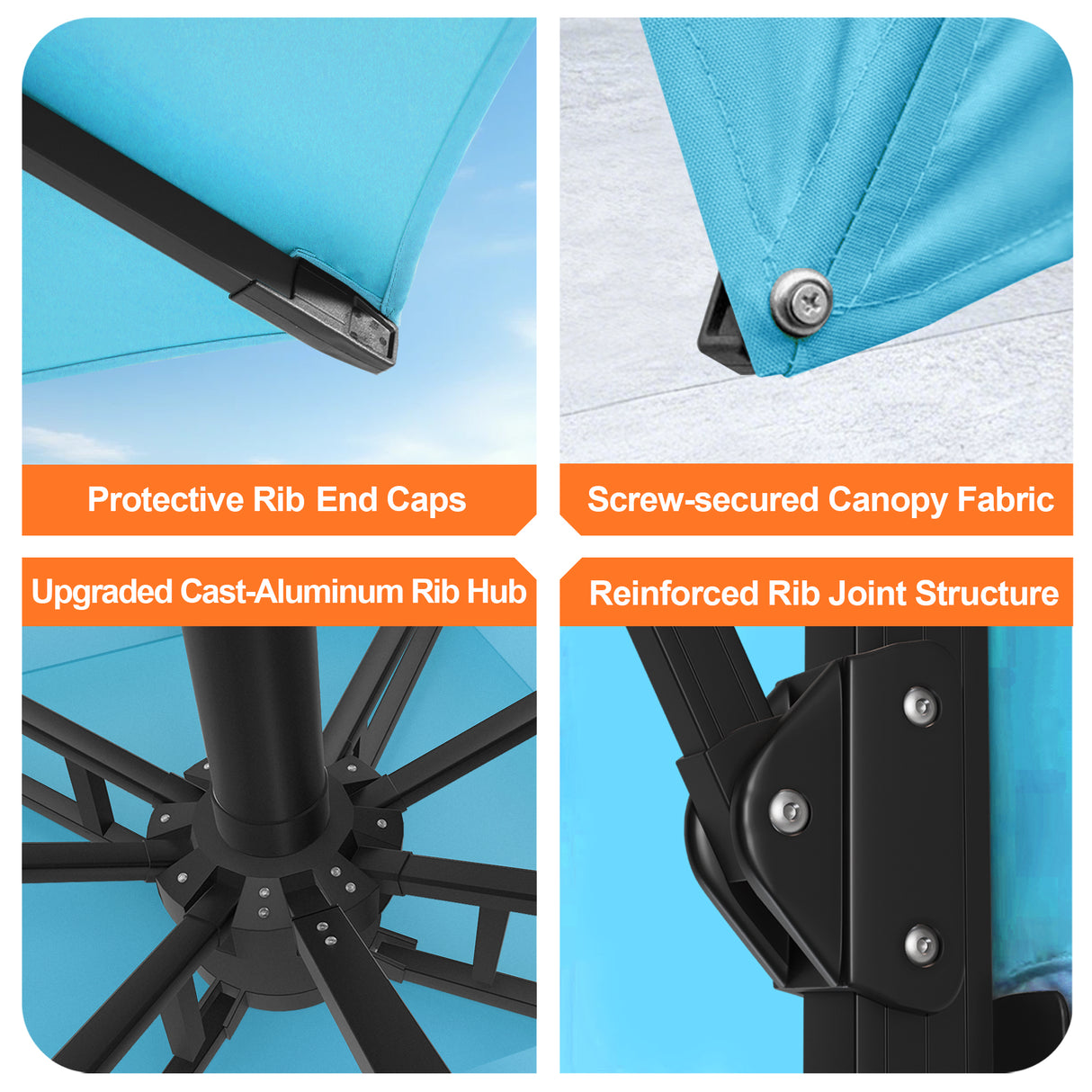 Patioslife Aegis Pro™ Cantilever Umbrella with Cross Metal Base, Reinforced & Powder-Coated Aluminium Ribs and Pole, Ideal for Garden & Patio