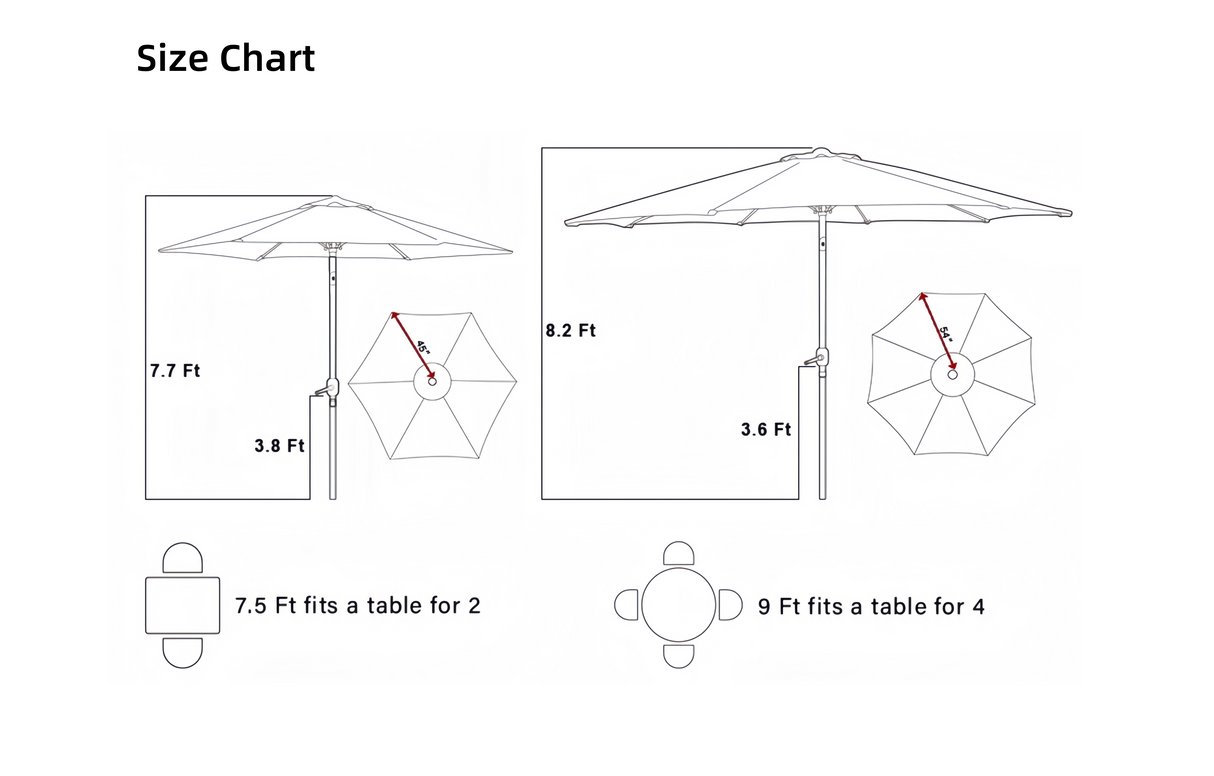 Patioslife Outdoor Market Breeze™ Patio Outdoor Umbrella with 8 Sturdy Ribs Push Button Tilt and Crank