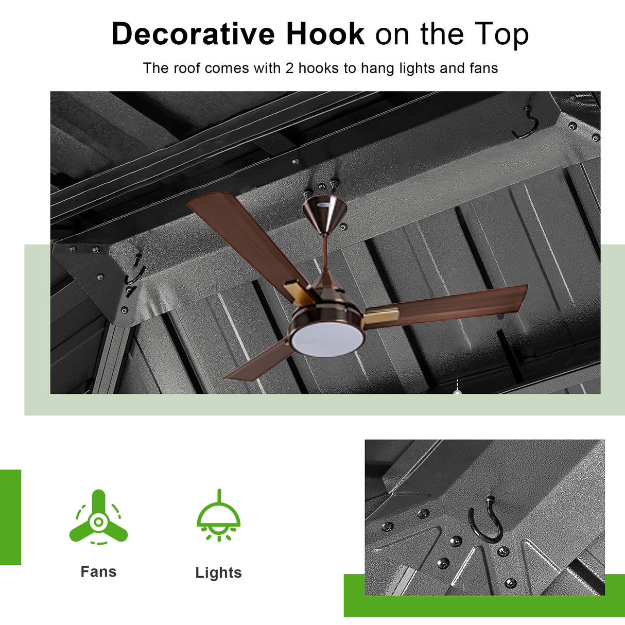 Patioslife Haven | Hardtop Gazebo with Wood Grain Aluminum Frame, Double Vented Roof & Curtains, Patio Pergola for Garden or Backyard