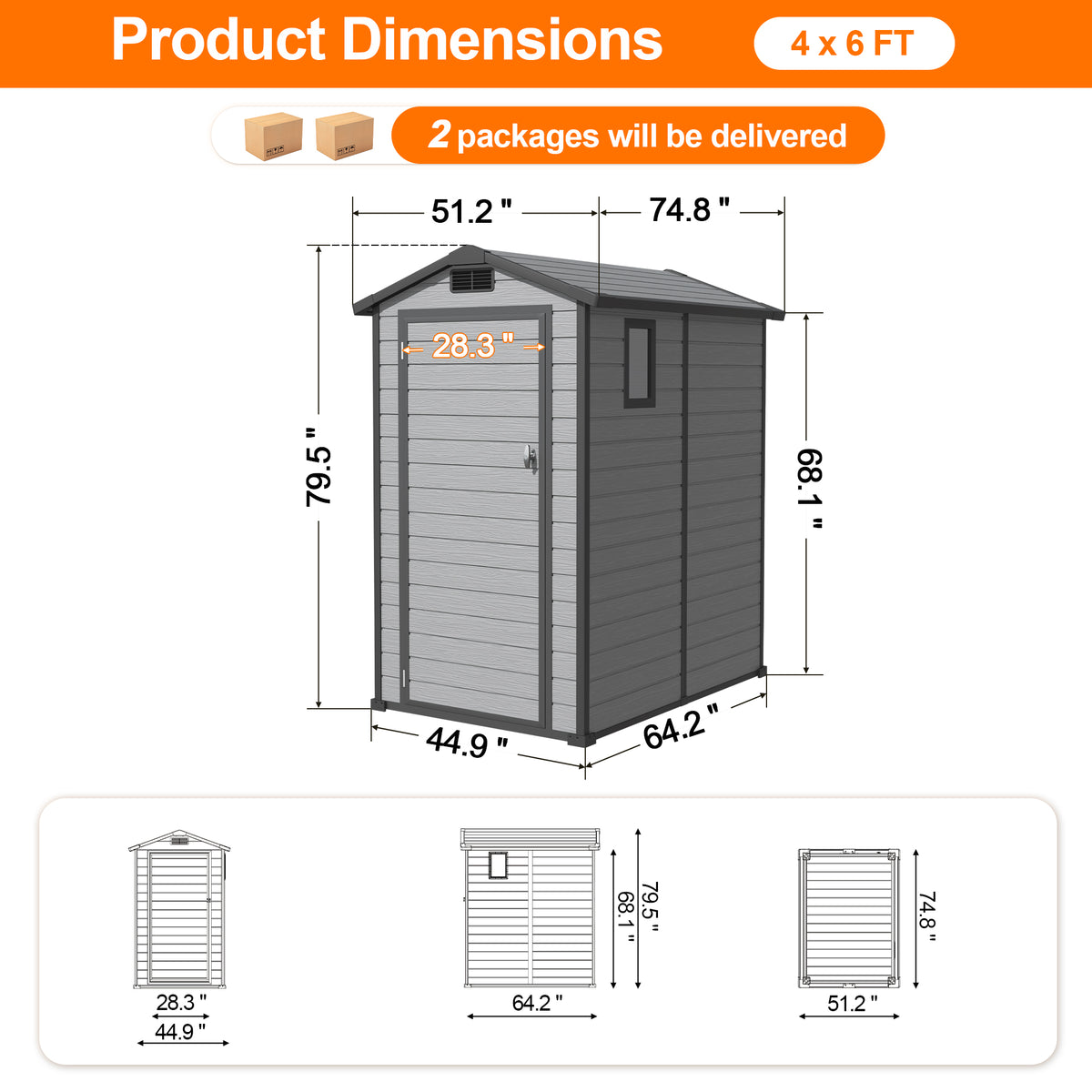 Patioslife YardVault Outdoor Storage Shed with Floor, All-Weather Resin Shed for Tools, Bikes & Lawn Equipment