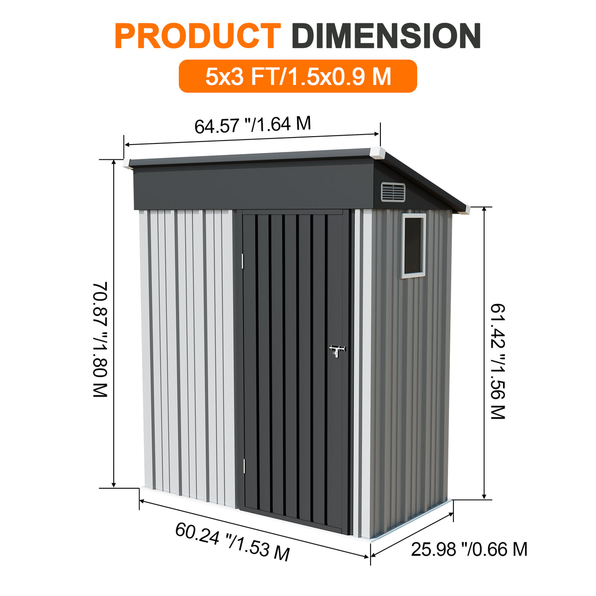 Patioslife YardVault Pro Metal Storage Shed with Window, Galvanized Steel Outdoor Tool Shed