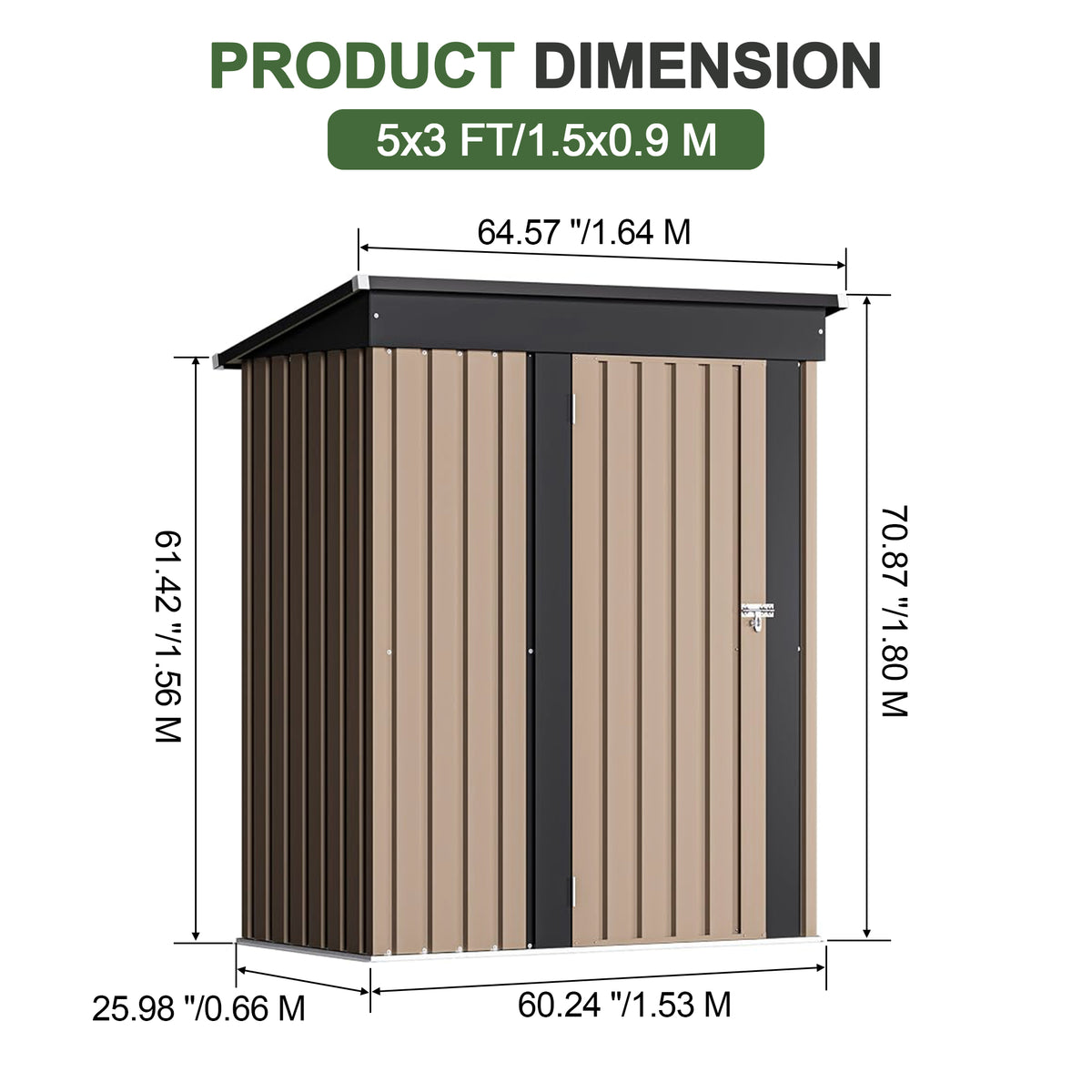 Patioslife Galvanized Steel Metal Storage Shed, Gable Roof Outdoor Shed for Backyard Garden Tools, Rust-Resistant Utility Tool Shed-Patioslife