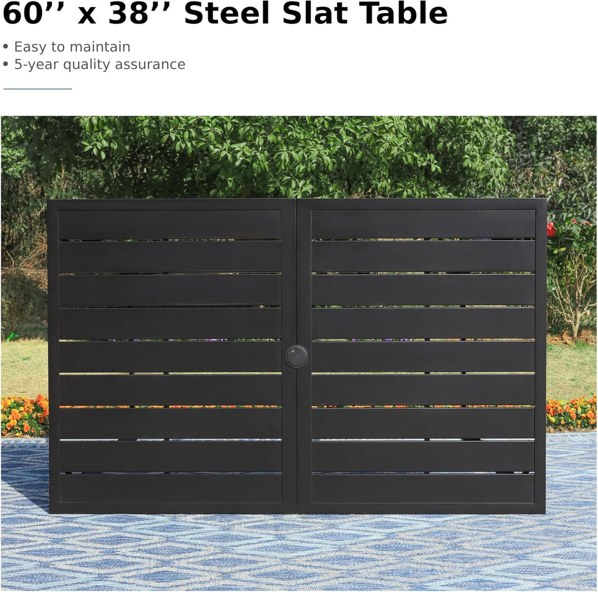 Patioslife 7 PCS Patio Dining Set – Rectangular Table with Umbrella Hole & 6 Cushioned Chairs for Backyard|Porch|Balcony|Deck