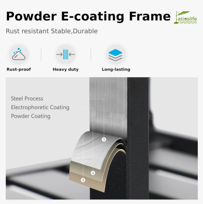 Patioslife 7 PCS Patio Dining Set – Rectangular Table with Umbrella Hole & 6 Cushioned Chairs for Backyard|Porch|Balcony|Deck