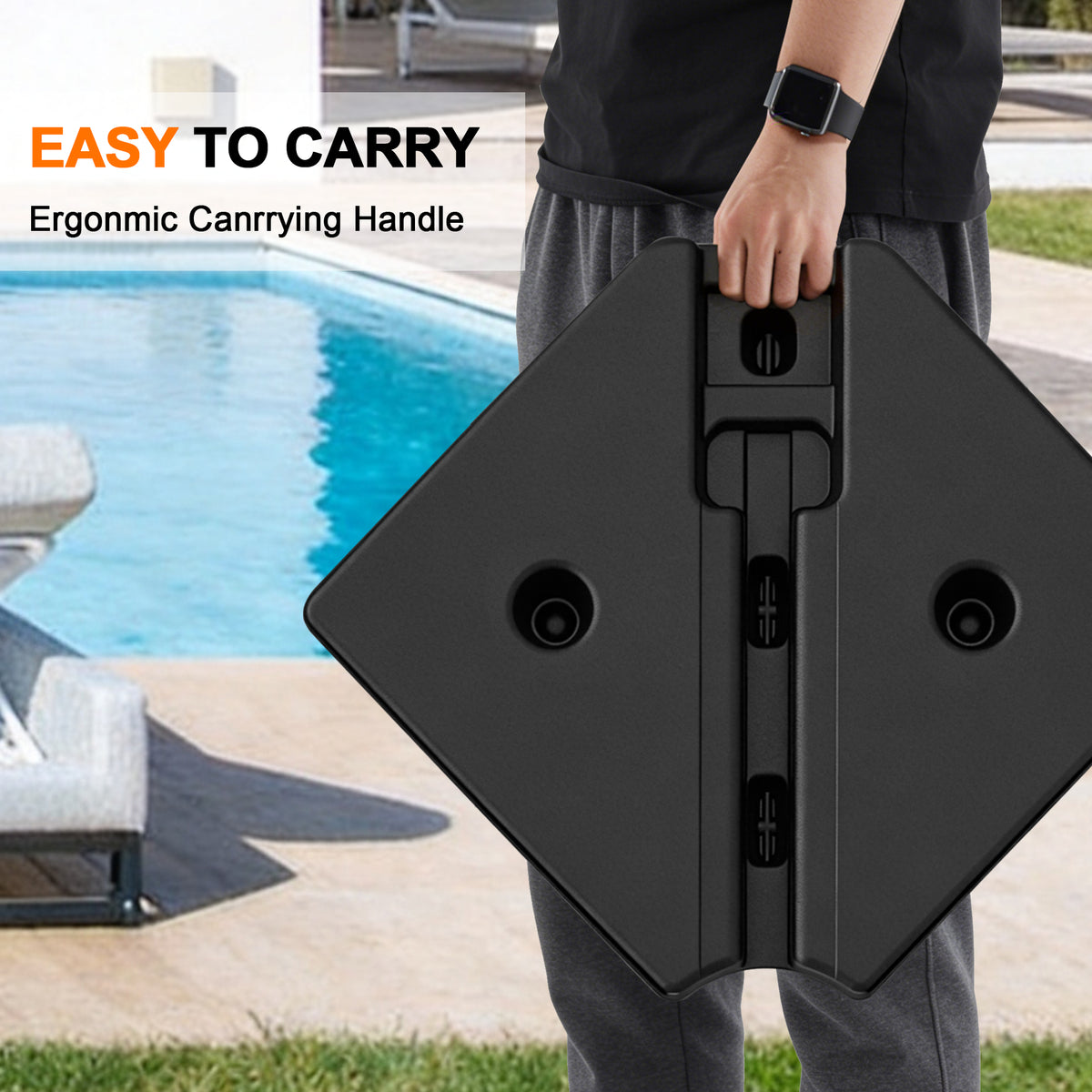 Patioslife 430 lbs (195kg) Heavy Duty Cantilever Umbrella Base for Aegis Series – 4-Piece Fillable Stand, Offset Parasol Base, Outdoor Patio Stability Support
