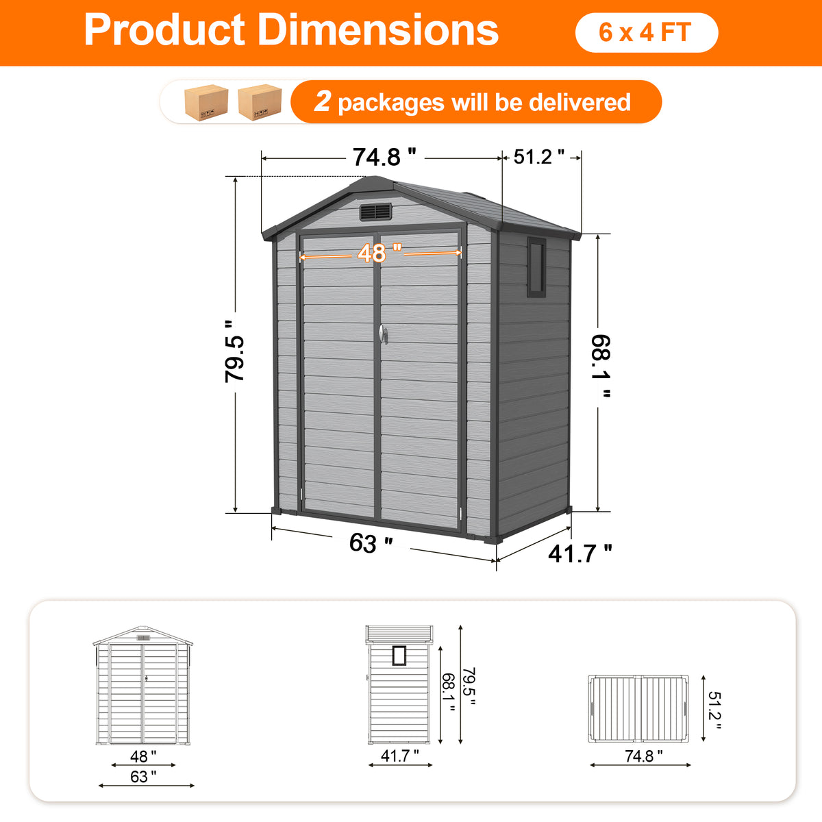 Patioslife YardVault Outdoor Storage Shed with Floor, All-Weather Resin Shed for Tools, Bikes & Lawn Equipment