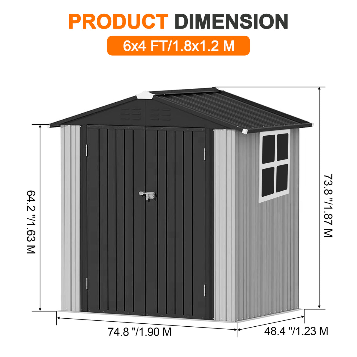 Patioslife YardVault Pro Metal Storage Shed with Window, Galvanized Steel Outdoor Tool Shed