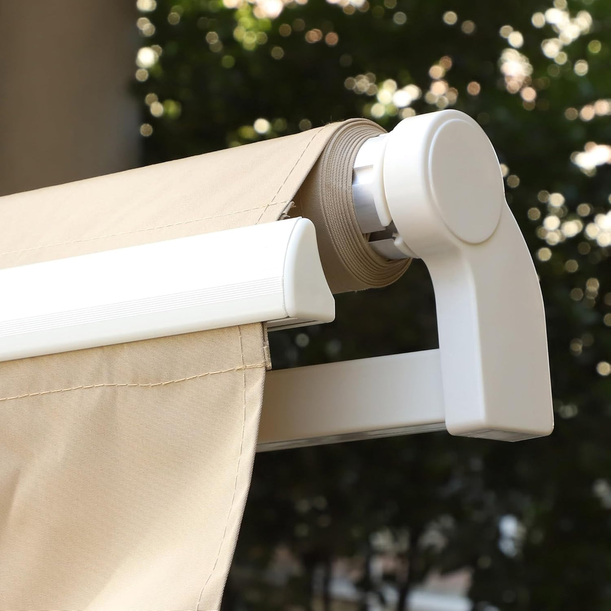 Retractable Awning Manual Crank, 12' x 10', UV-Resistant Water-Repellent Canopy, Aluminum Frame for Balcony, Deck & Patio Use