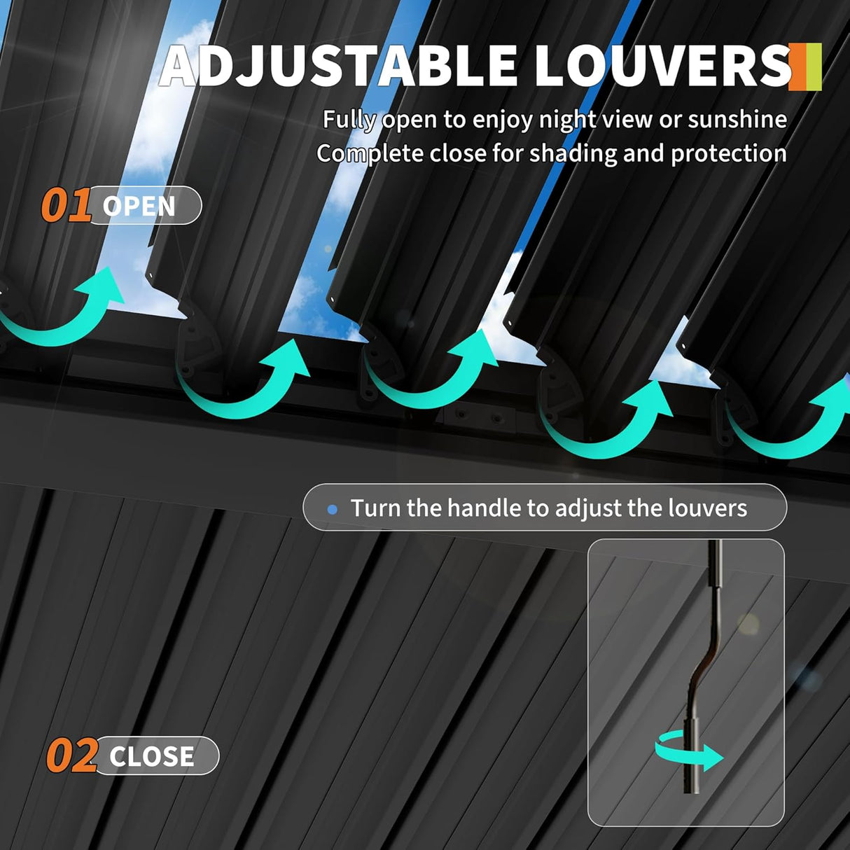 Patioslife Atlantic™ | Aluminium Louvered Pergola with Adjustable Roof, Freestanding All-Weather Shelter for Deck, Patio & Poolside