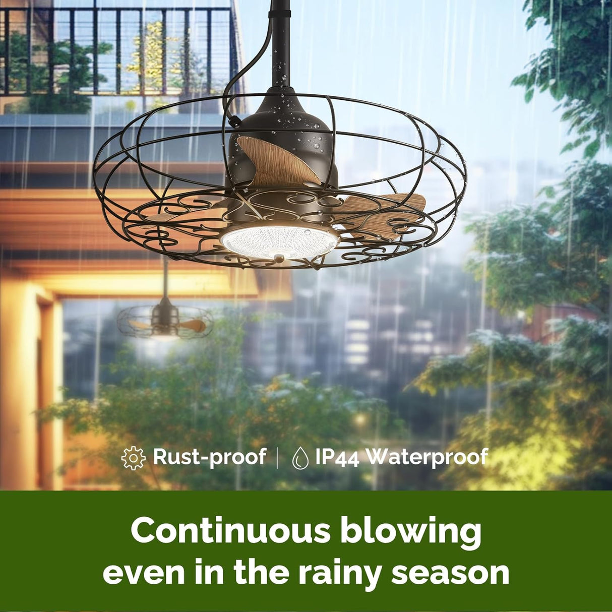 Patioslife Outdoor Ceiling Fans with Light for Patios,Waterproof Gazebo Fan with Remote Control Wet Rated Outdoor Hanging Fan for Pergola