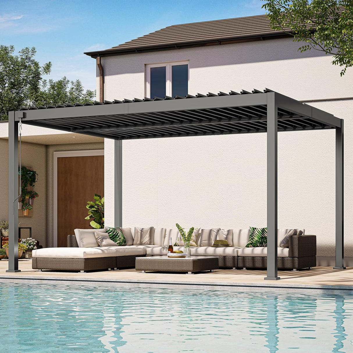 Patioslife Atlantic™ | Aluminium Louvered Pergola with Adjustable Roof, Freestanding All-Weather Shelter for Deck, Patio & Poolside