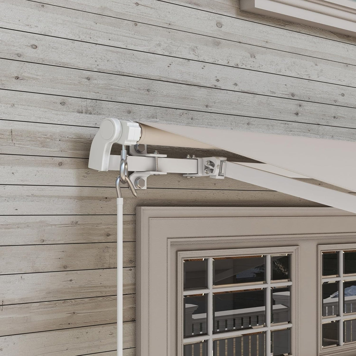 Retractable Awning Manual Crank, 12' x 10', UV-Resistant Water-Repellent Canopy, Aluminum Frame for Balcony, Deck & Patio Use