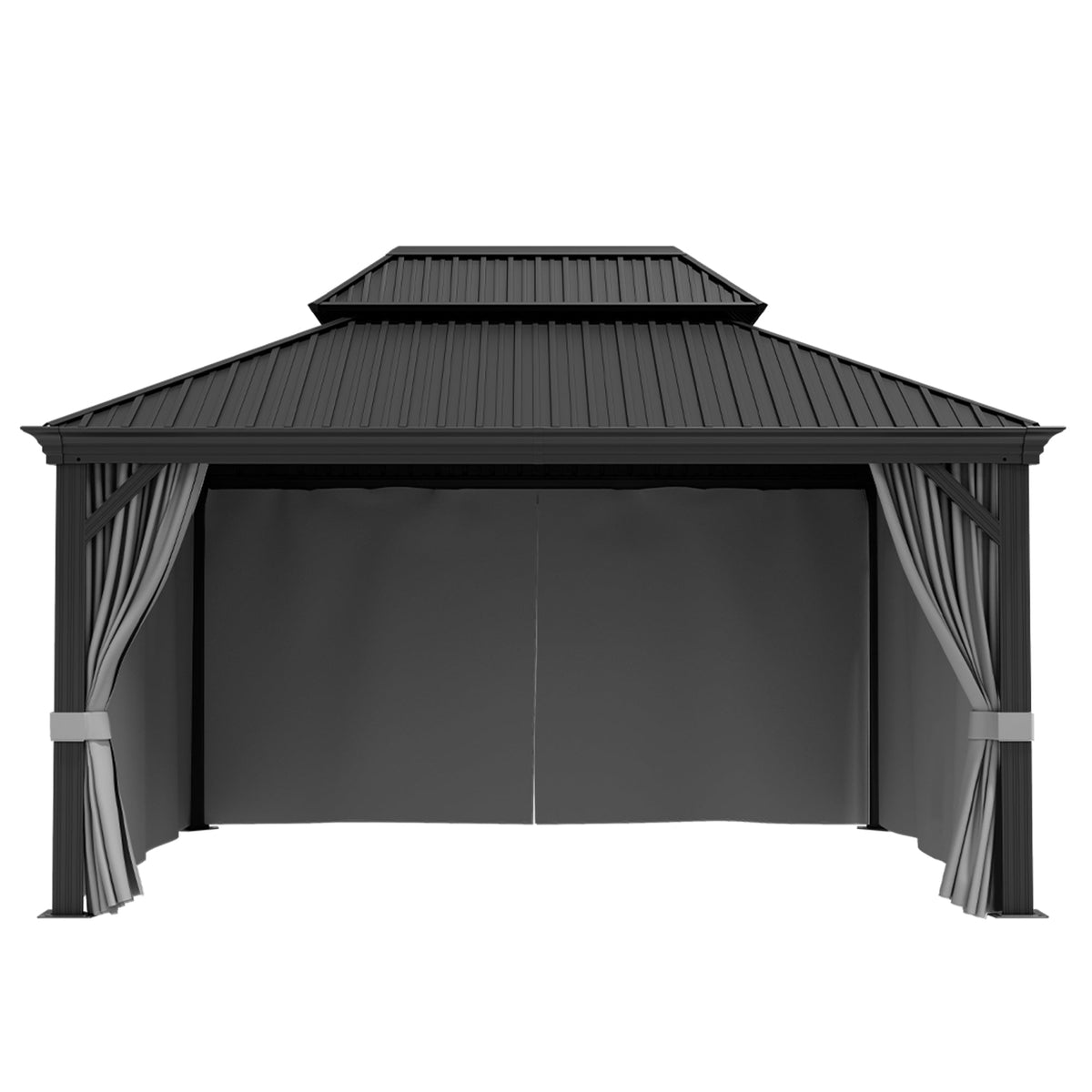 Patioslife Gazebo Replacement Curtain – 350GSM Solid Privacy Panel, Double Track Sliding Curtain for Outdoor Gazebo