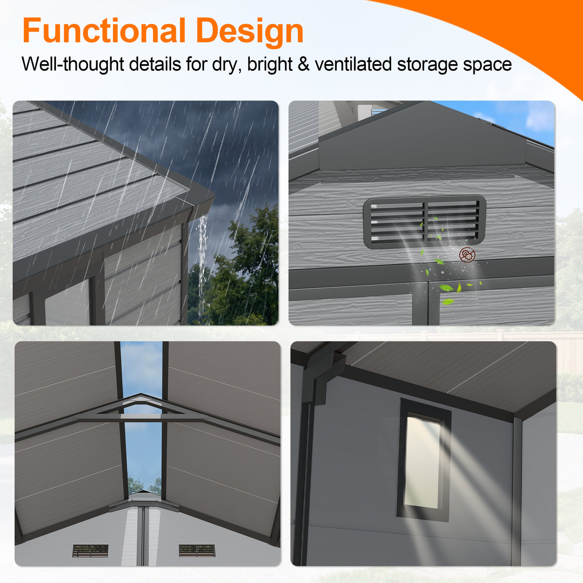 Patioslife YardVault Outdoor Storage Shed with Floor, All-Weather Resin Shed for Tools, Bikes & Lawn Equipment