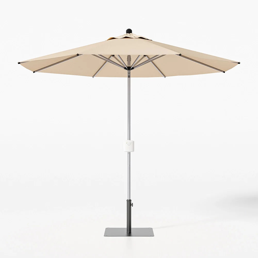 9ft Motorized Patio Umbrella – Remote Control, Easy Tilt Adjustment & Optional Base for Garden, Deck or Poolside Shade