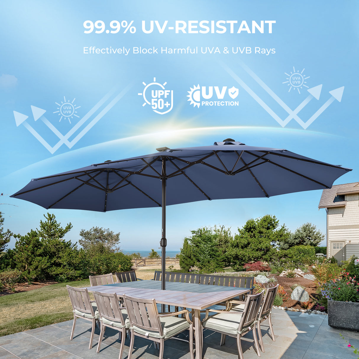 Patioslife Horizon Haven™ 15'x 9' Double-Sided Patio Umbrella