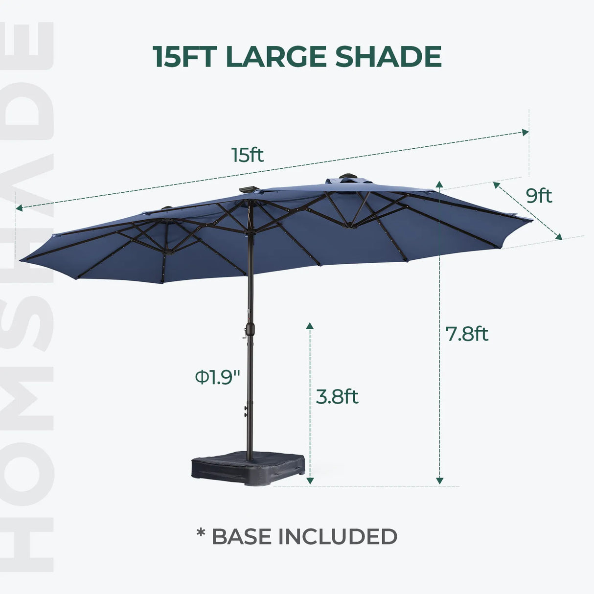 Patioslife Horizon Haven™ 15'x 9' Double-Sided Patio Umbrella with LED Lights