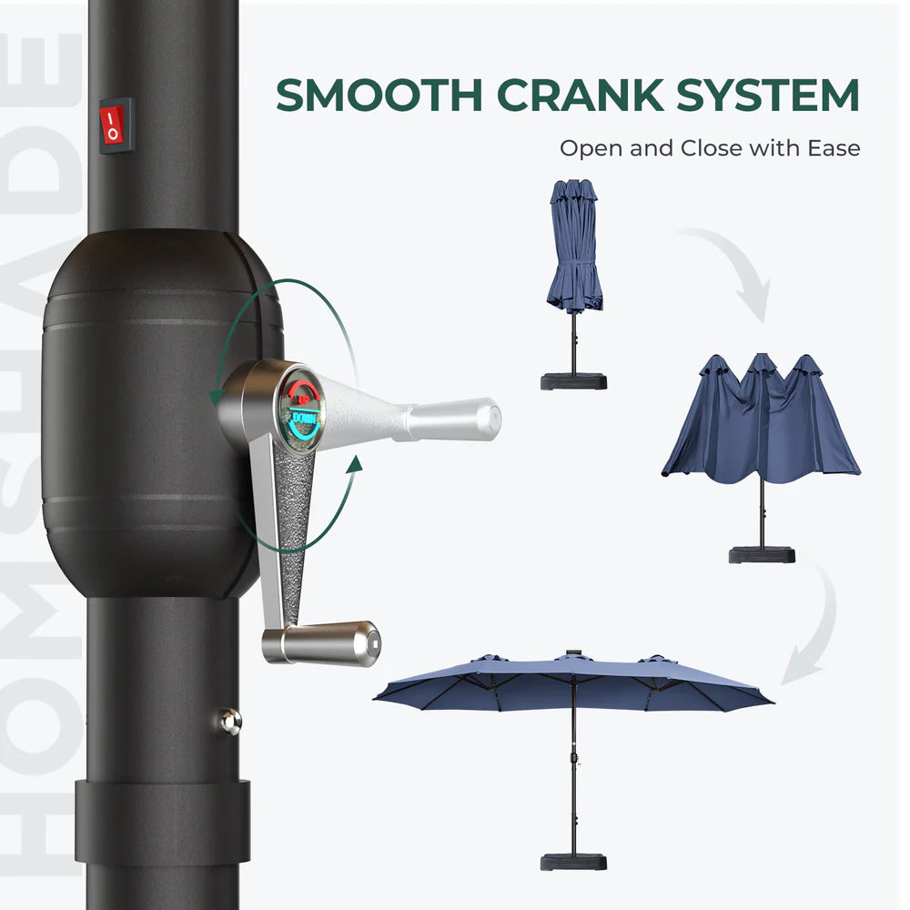 Patioslife Horizon Haven™ 15'x 9' Double-Sided Patio Umbrella with LED Lights