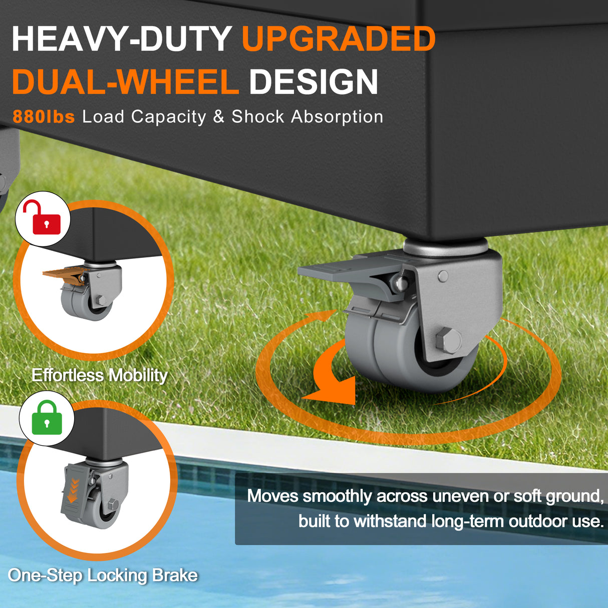Patioslife Heavy-Duty Cantilever Umbrella Base with Wheels and Lock up to 880lb, Decorative Modular Rolling Stand Compatible with Aegis Series and Most Offset Umbrellas, for Patio, Garden, Lawn and Poolside Use