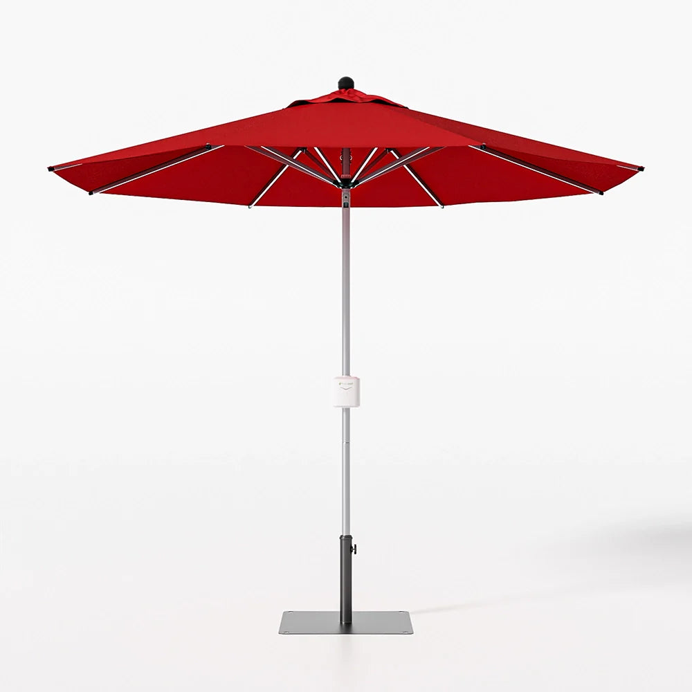 9ft Motorized Patio Umbrella – Remote Control, Easy Tilt Adjustment & Optional Base for Garden, Deck or Poolside Shade