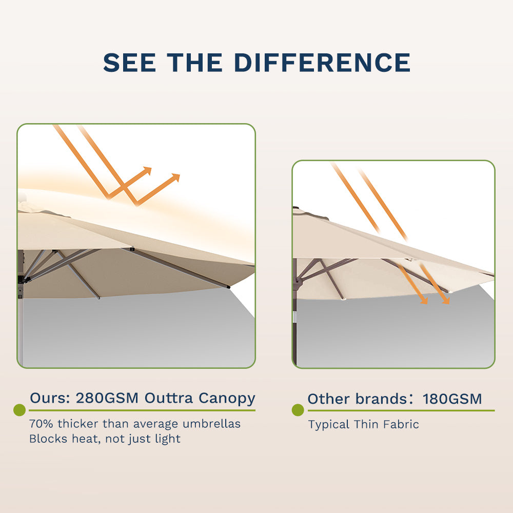 9ft Motorized Patio Umbrella – Remote Control, Easy Tilt Adjustment & Optional Base for Garden, Deck or Poolside Shade