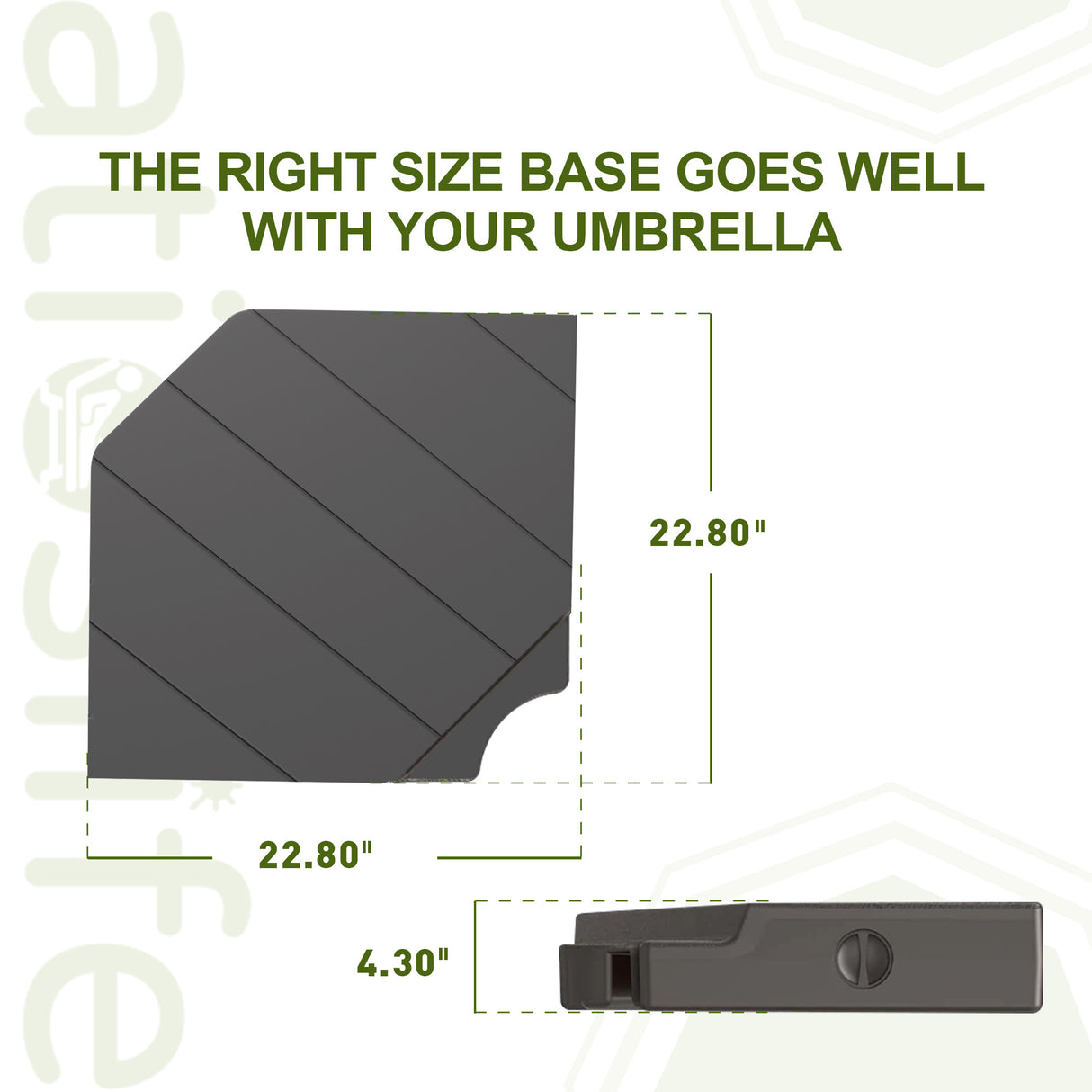 Patioslife 430 lbs (195kg) Large Base with Wheels for Aegis Pro™ 2-Tier Cantilever Umbrella