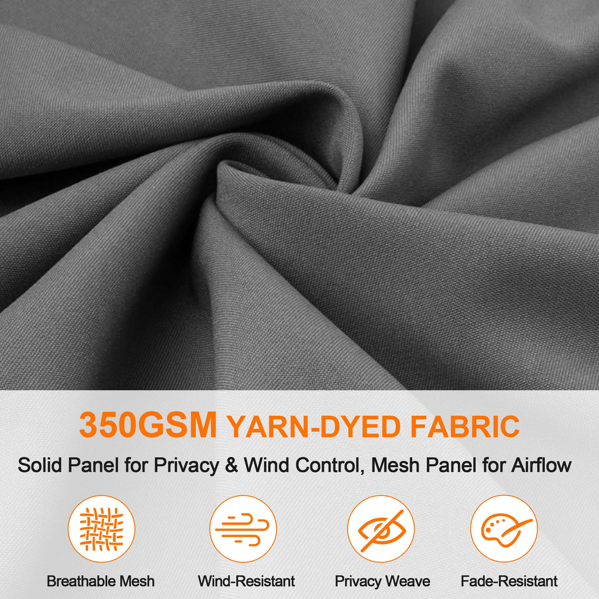 Patioslife Gazebo Replacement Curtain – 350GSM Solid Privacy Panel, Double Track Sliding Curtain for Outdoor Gazebo