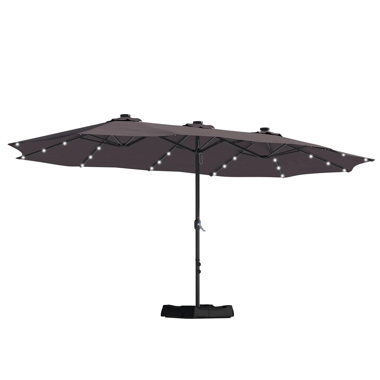 Patioslife 15x9ft coffee double sided patio umbrella with LED lights for outdoor dining and patio shade