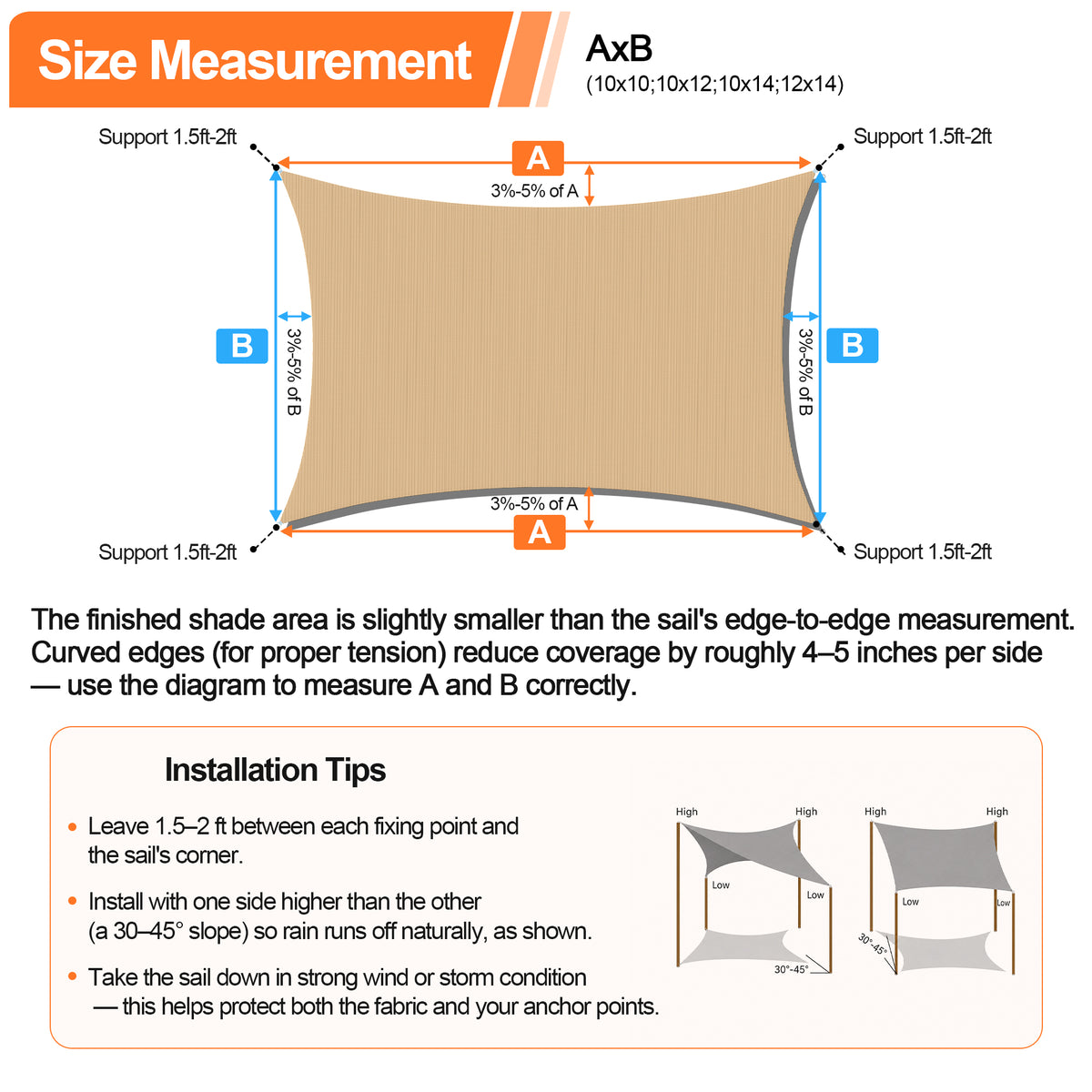 Patioslife Sun Shade Sail – UV Protection Outdoor Patio Canopy with Reinforced Edges