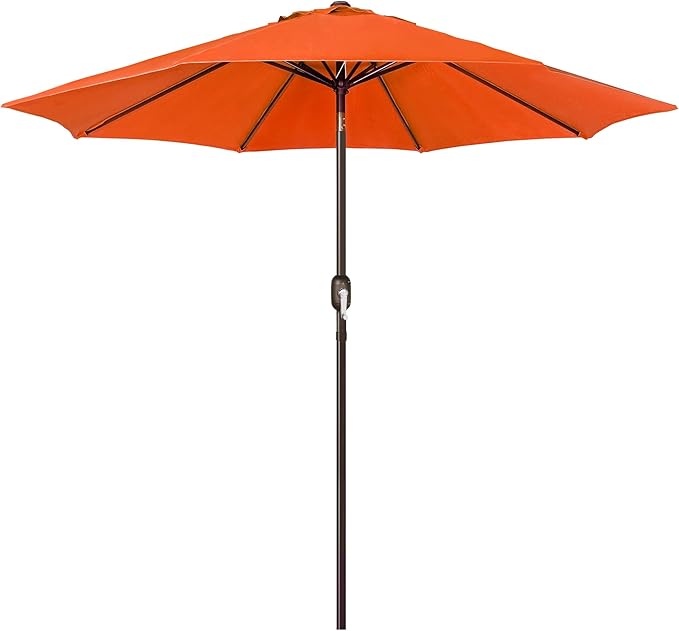 Patioslife 7.5ft orange patio umbrella with crank tilt for sunny patio table and garden shade