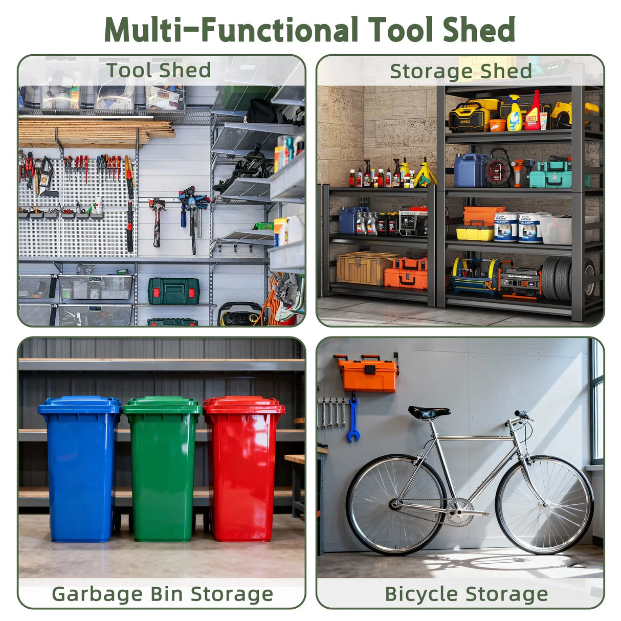 Patioslife 6x8 ft Multi-Functional Outdoor Storage Shed, Ideal for Tools, Bikes, Garbage Bins and Garden Supplies