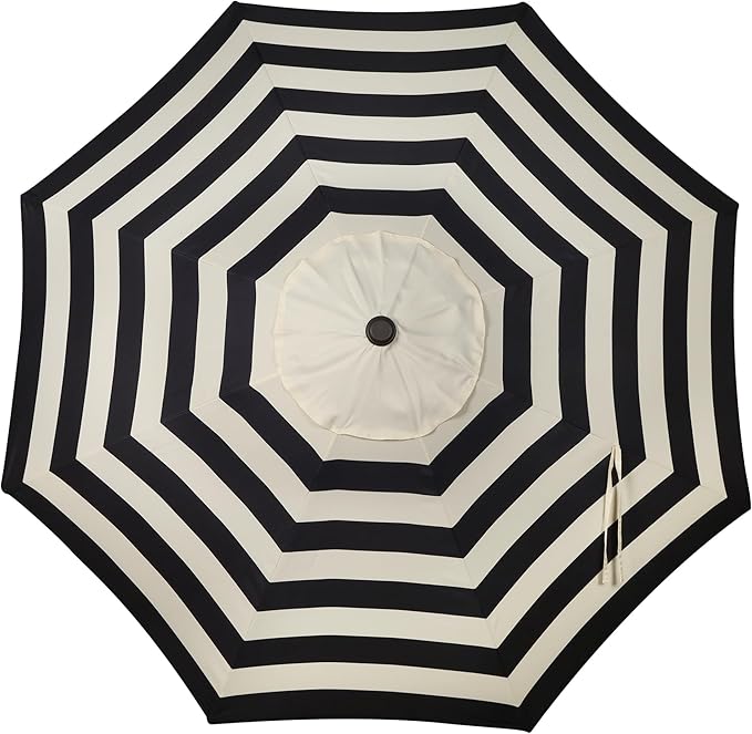 Patioslife black and cream striped patio umbrella canopy top view for outdoor table shade