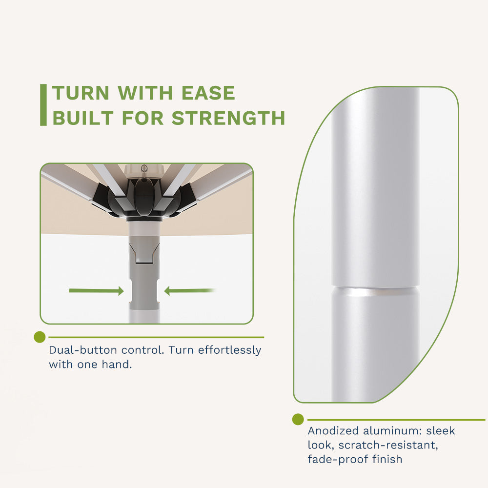 9ft Motorized Patio Umbrella – Remote Control, Easy Tilt Adjustment & Optional Base for Garden, Deck or Poolside Shade